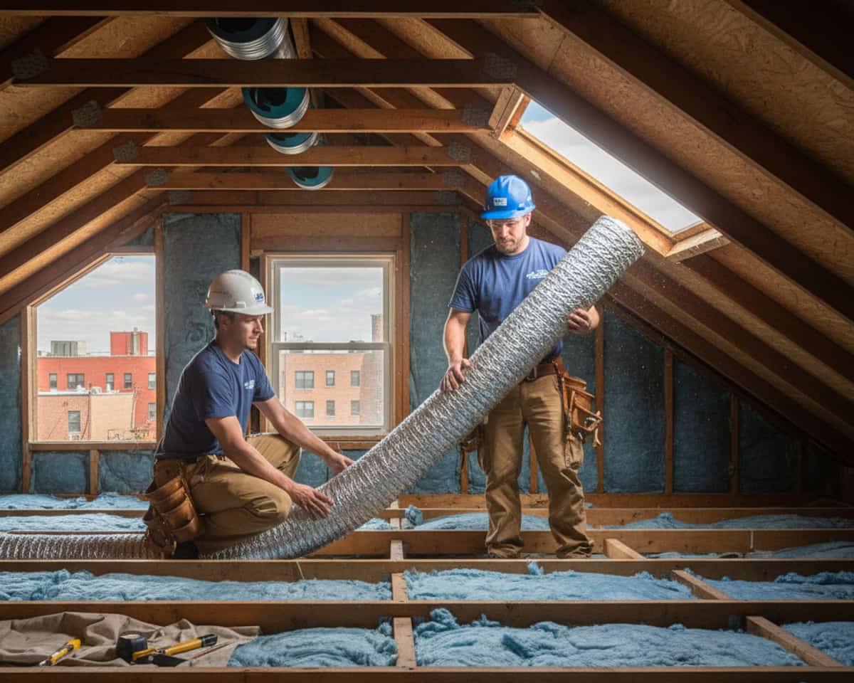 A well-insulated and ventilated attic showing clear airflow, demonstrating effective loft ventilation.
