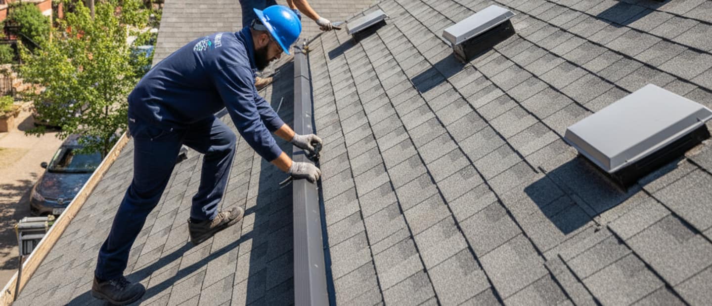 Modern home with a newly installed roof and visible attic vents, showcasing effective attic venting installation