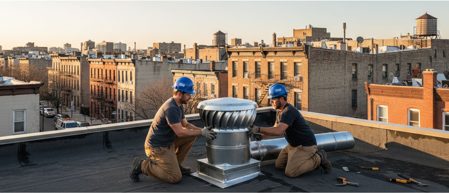 Modern building with a newly installed loft ventilation system in East Williamsburg, Brooklyn