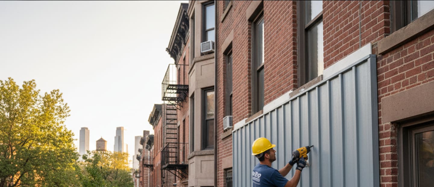 Modern home in Bushwick with new, stylish siding installed by TipTop Roofing Williamsburg